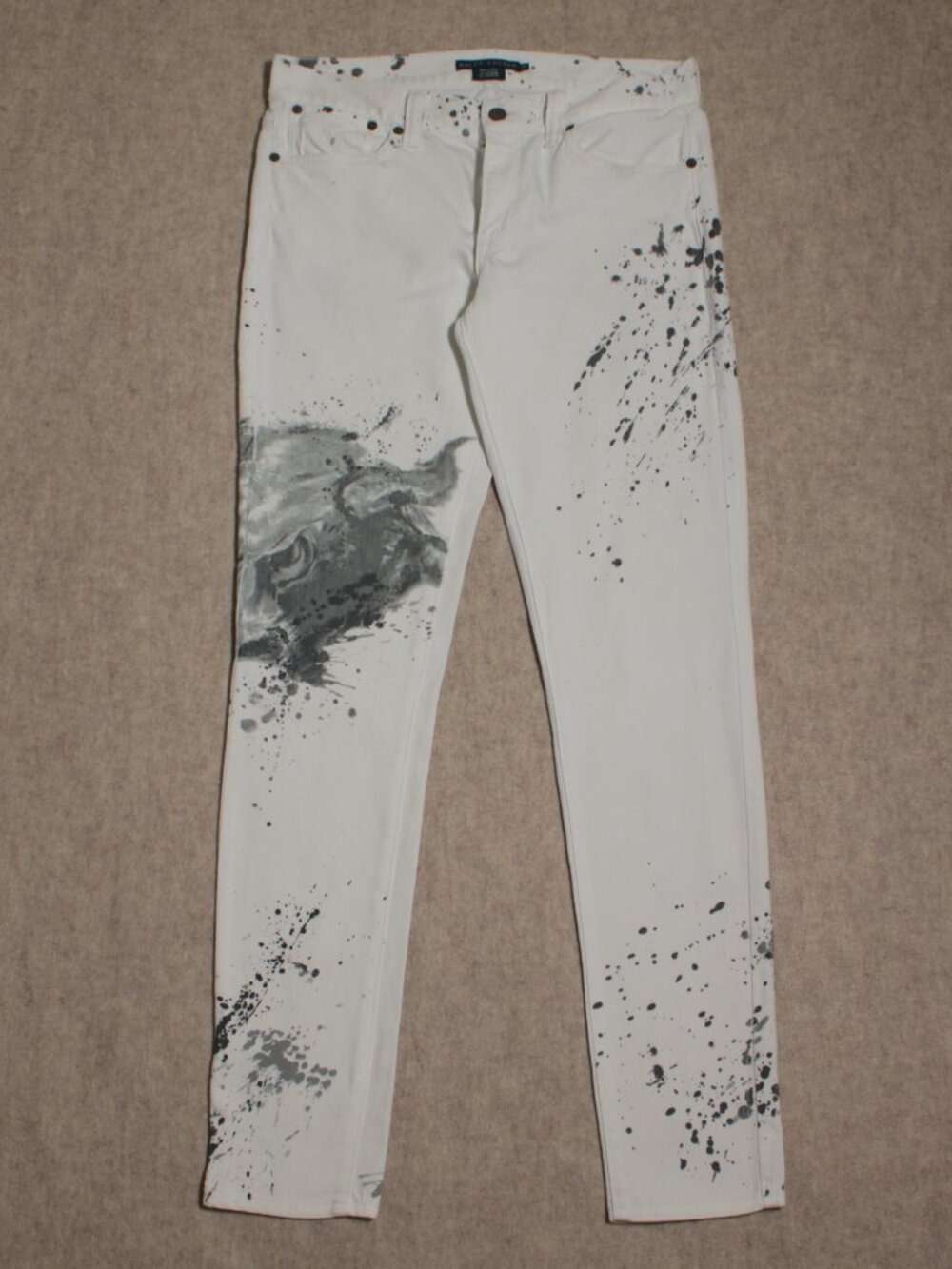 Ralph Lauren White Paint-Splatter Skinny Jeans